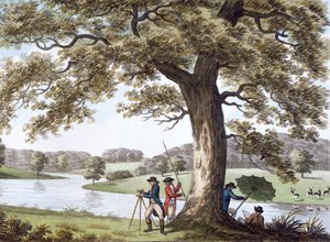 Humphry Repton mierniczy teodolitem, koniec XVIII – początek XIX w. autorstwa Unbekannt
