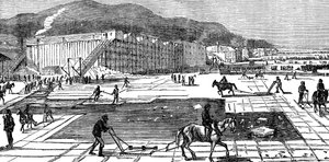 Zbieranie się lodu na rzece Hudson w pobliżu Nowego Jorku, USA, 1875 autorstwa Unbekannt