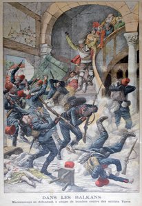 Na Bałkanach: Macedończycy bronią się bombami przeciwko żołnierzom tureckim, 1903 autorstwa Unbekannt