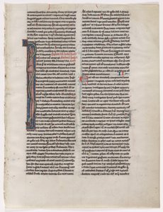 Inicjał I: Bestia spleciona i wąż: Liść z Biblii 2 z 2 wyciętych kart, 1225-1250. autorstwa Unbekannt