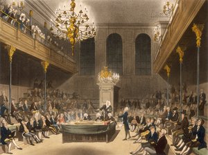 Wnętrze Izby Gmin, Westminster, Londyn, 1809 autorstwa Unbekannt