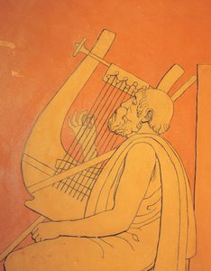 Widok wnętrza dekoracyjnych rysunków figuratywnych przedstawiających symboliczne męskie przedstawienie starożytnej Grecji w jadalni w Holmwood, Glasgow (zdjęcie) autorstwa Unbekannt