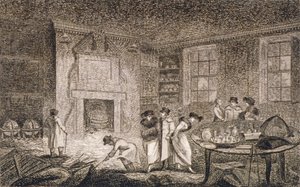 Widok wnętrza lokalu Nathaniela Bentleya, Leadenhall Street, City of London, 1804 autorstwa Unbekannt