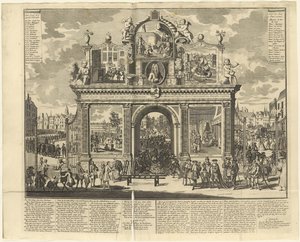 Plany inwestycyjne: Łuk pamięci wzniesiony na miejscu pochówku zrujnowanych udziałowców, 1720 r. autorstwa Unbekannt