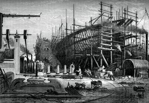 Żelazny statek, stocznia panów Samudas, Isle of Dogs, Londyn, ok. 1880 r. autorstwa Unbekannt