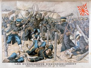 Japoński atak na rosyjskie okopy, wojna rosyjsko-japońska, 1904 autorstwa Unbekannt