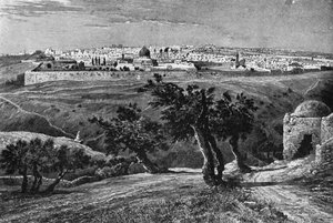 Jerozolima, z Góry Oliwnej, 1902 autorstwa Unbekannt