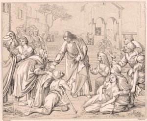 Jezus uzdrawiający tłumy, ok. 1880 autorstwa Unbekannt
