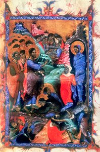 Jezus wskrzeszający Łazarza po czterech dniach, ok.1280 autorstwa Unbekannt