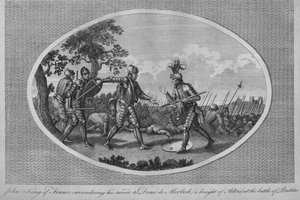 Jan II z Francji poddający swój miecz Denisowi de Morbeck w bitwie pod Poitiers, 1356 1793 autorstwa Unbekannt