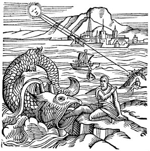 Jonasz wypluwany przez wieloryba, 1557 autorstwa Unbekannt