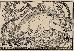 Żydzi z Judensau sieją, ok. 1470 r. autorstwa Unbekannt