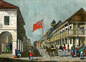 Skrzyżowanie Harbour Street i King Street, Kingston, Jamajka, c1835 autorstwa Unbekannt