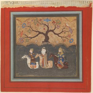 Kai Khusrau, Farangis i Giv przekraczający rzekę Jihun Oxus, Folio z..., połowa XV wieku. autorstwa Unbekannt