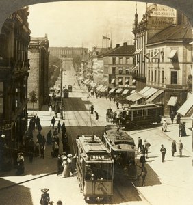 Karl Johan Street, W.N.W. do Pałacu Królewskiego, Christiania, Norwegia, c1905. autorstwa Unbekannt
