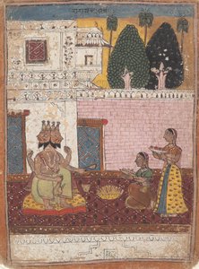 Khambavati Ragini... z rozproszonej girlandy trybów muzycznych z serii Ragamala, 1700-1725. autorstwa Unbekannt