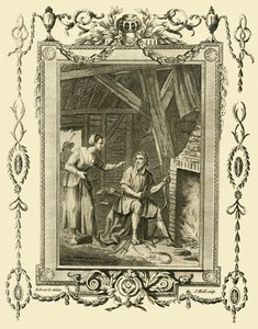 Król Alfred w przebraniu skarcony przez żonę schludnego stada za pozwolenie na spalenie ciastek, c878, 1783. autorstwa Unbekannt