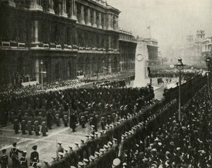 Król Jerzy VI uczestniczący w ceremonii rozejmu w grobowcu, Whitehall, 11 listopada 1936, 1937. autorstwa Unbekannt