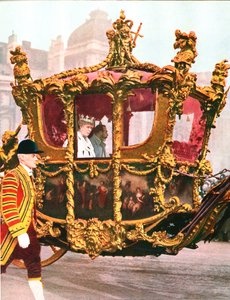 Król Jerzy V i Królowa Mary w historycznej karetce stanowej, ok. 1935 r. autorstwa Unbekannt