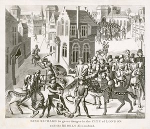 Król Ryszard II w konfrontacji z buntownikami, Bunt Chłopski, Londyn, 1381 XIX w. autorstwa Unbekannt