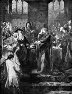 Król Ryszard II rezygnujący z korony kuzynowi Bolingbroke, 1399, c1920 autorstwa Unbekannt