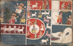 Kryszna grający na flecie i inne epizody z Bhagavata Purany, 1650. autorstwa Unbekannt