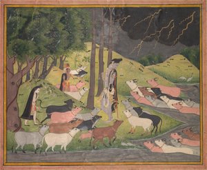 Krishna Przyzywający Krowy, c. 1780-1790. autorstwa Unbekannt