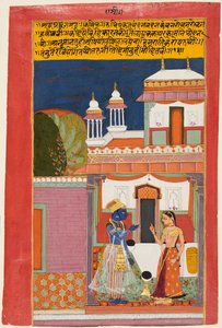 Kryszna i Radha Kłótnia, z Rasikapriya, ok. 1930 1680. autorstwa Unbekannt