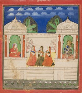 Kryszna i Radha w dwóch pawilonach, XIX w. autorstwa Unbekannt
