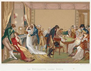 Panie i panowie grający w La Bouillotte, Francja, c1804-1814 autorstwa Unbekannt