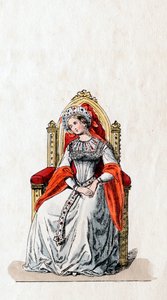 Dama dworu, projekt kostiumu do sztuki Szekspira Henryk VIII, XIX w. autorstwa Unbekannt