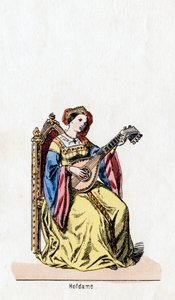 Dama dworu, projekt kostiumu do sztuki Szekspira Henryk VIII, XIX w. autorstwa Unbekannt