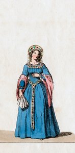 Dama dworu, projekt kostiumu do sztuki Szekspira Henryk VIII, XIX w. autorstwa Unbekannt
