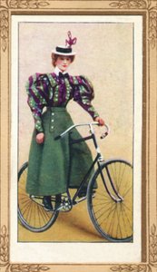 Dama rowerzystka ubrana w dzieloną spódnicę, 1939 autorstwa Unbekannt