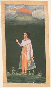 Pani trzymająca kwiat, c. 1670-80. autorstwa Unbekannt