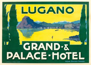 Jezioro Lugano. Hotel Grand i Palace, ok. godz. 1925. autorstwa Unbekannt