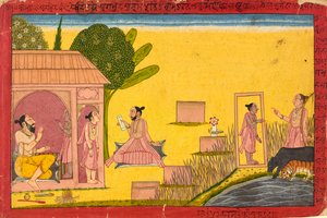 Lakszmana w pustelni, folio z Ramajany, ca. 1690-1710. autorstwa Unbekannt