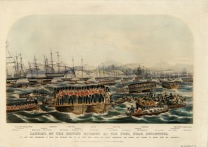 Lądowanie dywizji brytyjskiej w Starym Forcie, niedaleko Sewastopola, 1854 autorstwa Unbekannt
