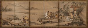 Krajobraz: Siedmiu Mędrców z Bambusowego Gaju, okres Momoyama, 1568-1615. autorstwa Unbekannt