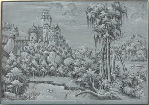 Krajobraz z zamkiem, 1544. autorstwa Unbekannt