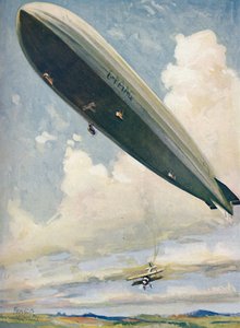 Wystrzelenie samolotu ze sterowca w powietrzu, 1927 autorstwa Unbekannt