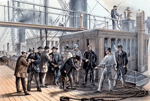 Układanie transatlantyckiego kabla telegraficznego, 1865 autorstwa Unbekannt