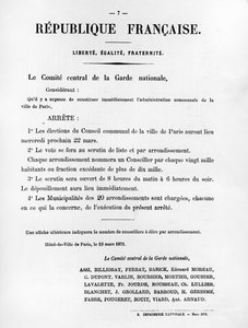 Le Comite Central de la Garde Nationale, z francuskich plakatów politycznych Komuny Paryskiej autorstwa Unbekannt