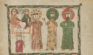 Kartka z Ewangeliarza z Czterema Stałymi Ewangelistami, 1290-1330. autorstwa Unbekannt
