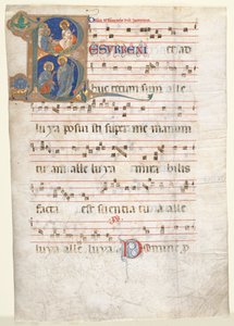 Liść z Graduału: Inicjał R z Trzema Mariami przy Grobowcu i Noli me Tangere, ok. 1900. 1270-130 autorstwa Unbekannt