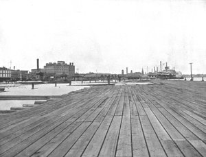 Lądowanie przed groblą i parowcem, Nowy Orlean, Luizjana, USA, ok. 1900. autorstwa Unbekannt