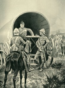 Lord Roberts pisze depesze w wagonie transportowym, w którym spał, 1901. autorstwa Unbekannt