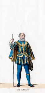 Lord skarbnik, projekt kostiumów do sztuki Szekspira Henryk VIII, XIX w. autorstwa Unbekannt