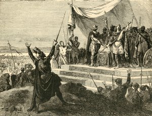 Louis i Charles składają przysięgę Strasburga przed swoimi armiami, 842AD, 1890. autorstwa Unbekannt