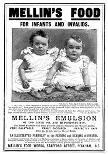 Reklama magazynowa Mellins Emulsion, suplementu diety na bazie oleju z wątroby dorsza, ok. 1890 r. autorstwa Unbekannt